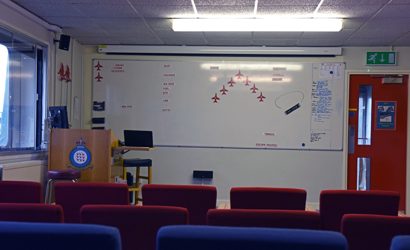 Exclusive access to the Red Arrows pilots briefing room on Airfix and Corgi Aerodrome
