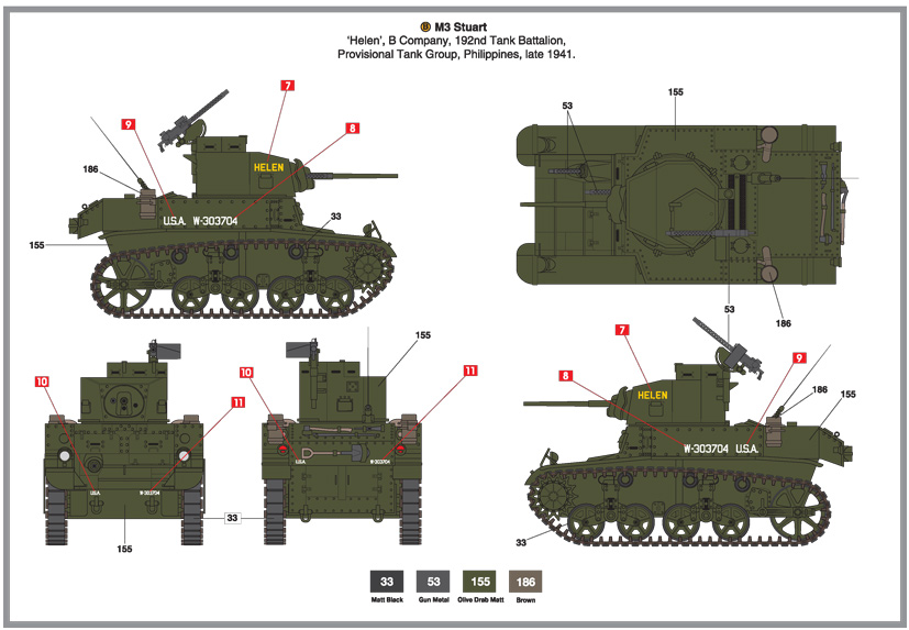 US Army M3 Stuart Light Tank Helen on the Airfix Workbench blog