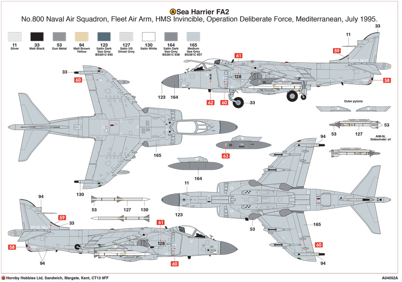 Airfix British Aerospace Sea Harrier FA2 ZD608 A04052A