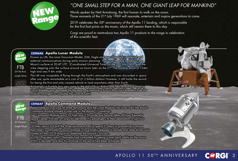 Apollo 11 Lunar Module and Eagle Lander 50th Anniversary on Corgi die-cast diaries blog