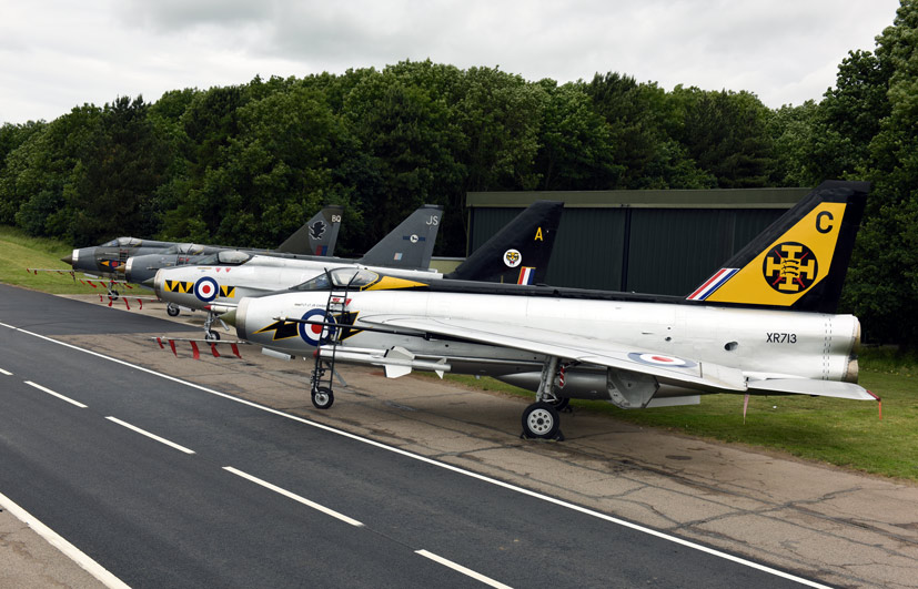 Exclusive Lightning Preservation group four Lightning gathering on Airfix and Corgi Aerodrome