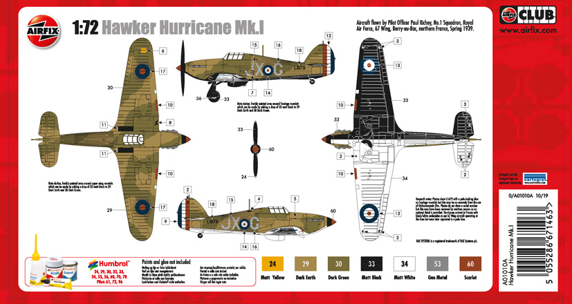 Airfix Hawker Hurricane Mk.1 kit A01010A Battle of France Paul Richey 80th Anniversary on the Airfix Workbench blog