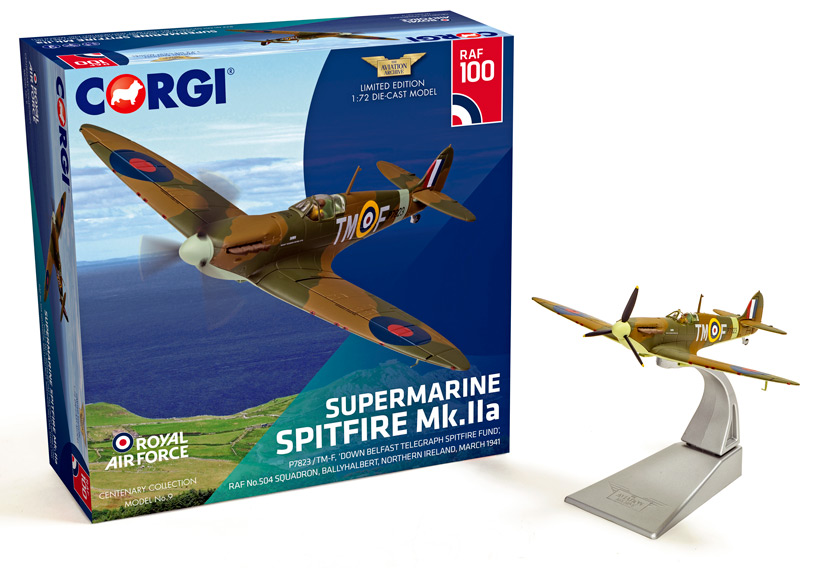 AA39213 Supermarine Spitfire Belfast Telegraph RAF Centenary Collection on Corgi Diecast Diaries Blog