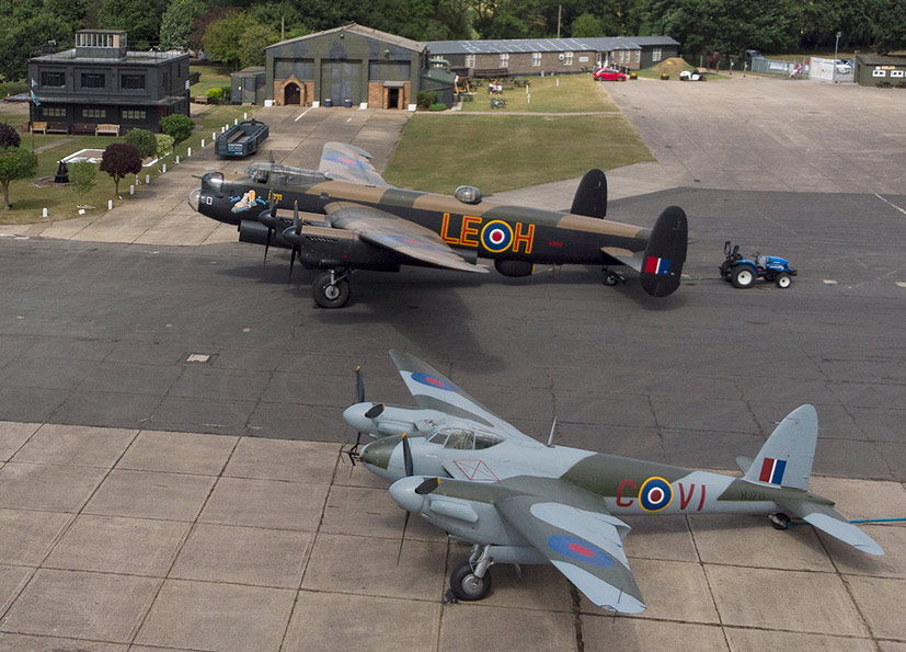 East Kirkby Avro Lancaster and De Havilland Mosquito drone footage feature on the Airfix and Corgi Aerodrome blog