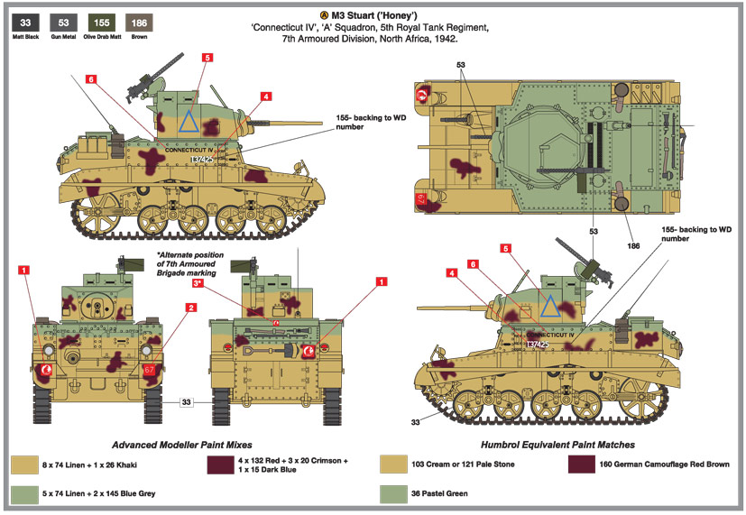 British Army M3 Stuart Light Tank Connecticut IV on the Airfix Workbench blog