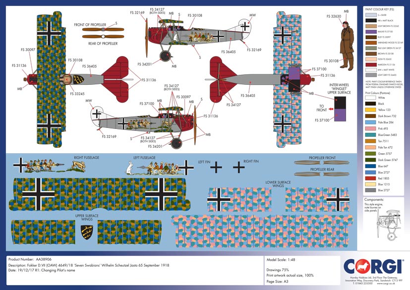 AA38906 Fokker D.VII Jasta 65 Seven Swabians on Corgi Diecast Diaries Blog