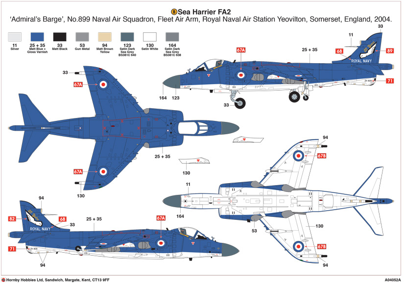 Airfix British Aerospace Sea Harrier FA2 ZH809 Admiral's Barge A04052A