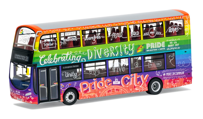 OM46515B Wright Eclipse Gemini 2 Brighton Pride Bus on Corgi Diecast Diaries Blog