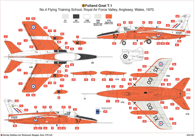 Airfix Folland Gnat T.1 XS100 RAF No.4 Flying Training School RAF Valley A02105