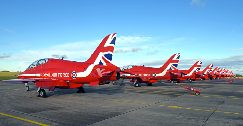 Classic Royal Air Force aerobatic team the Red Arrows on Airfix and Corgi Aerodrome