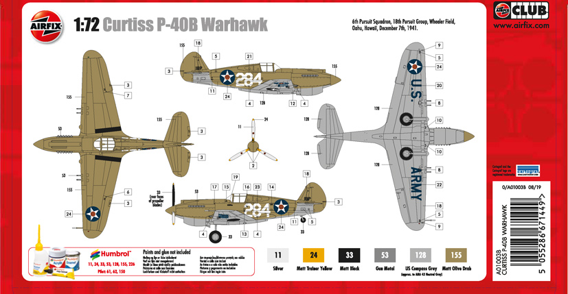 Airfix Pearl Harbor Curtiss P40B Warhawk A01003B Duxford Flying Legends on the Airfix Workbench blog