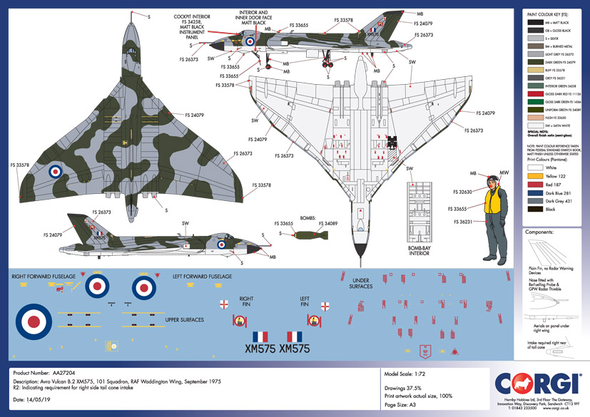 Diecast vulcan shop bomber