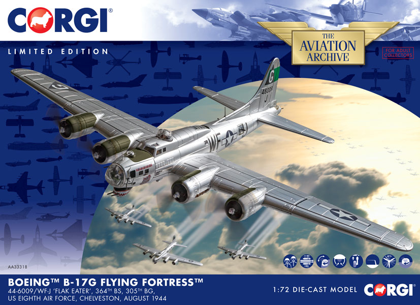 Corgi B-17F 1:72 ダイキャストモデル B-17G Flying Fortress 1:72 Diecast Model - Corgi CG-AA33319