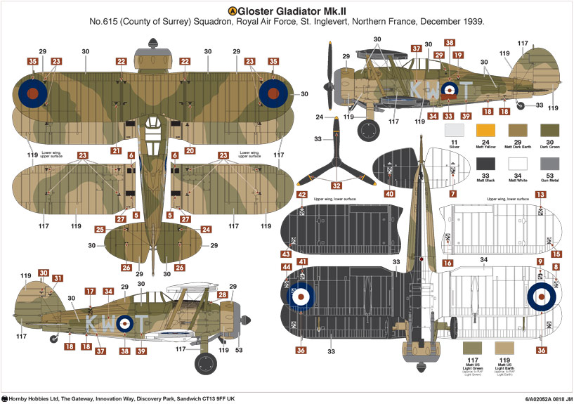 New Airfix Gloster Gladiator A02052A RAF No.615 Squadron Battle of France on the Airfix Workbench blog