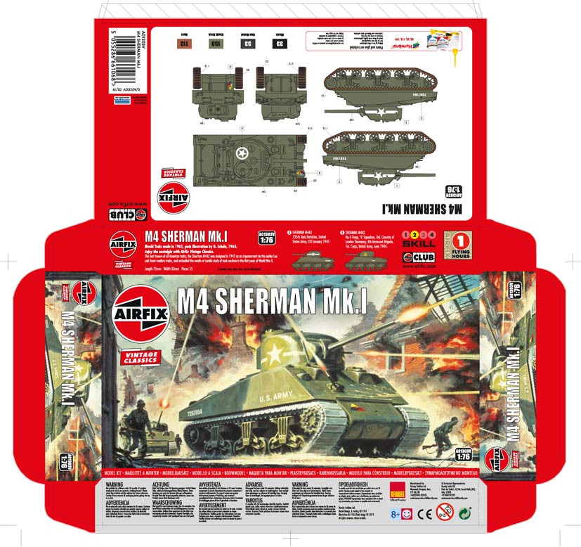 Classic Airfix Sherman Tank artwork on the Airfix Workbench blog