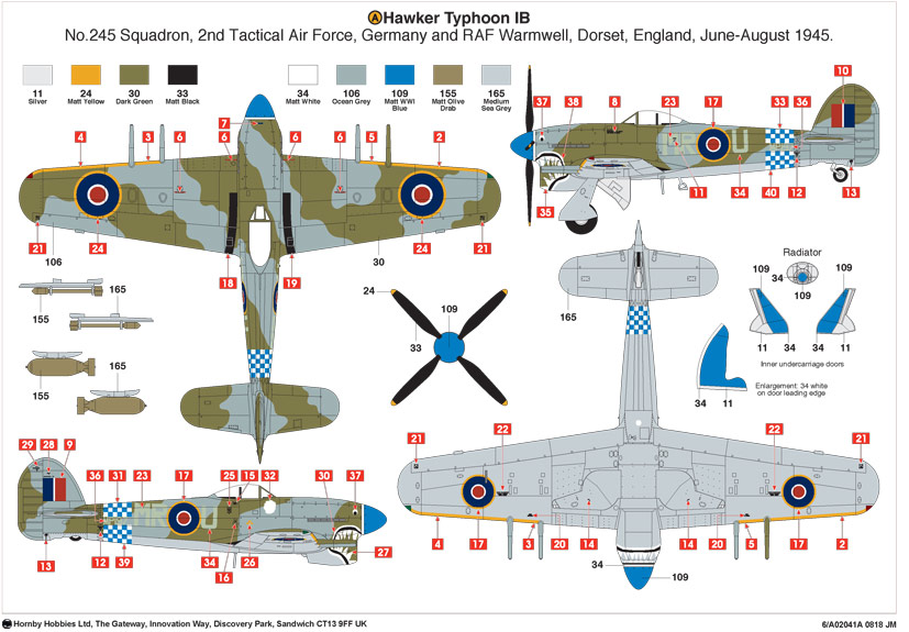 World War 2 Hawker Typhoon Aircract WW2 Painting Paint By Numbers Kit DIY 