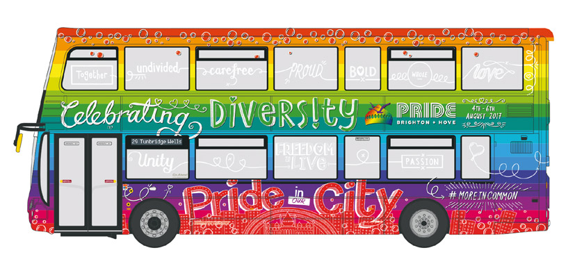 OM46515A Wright Eclipse Gemini 2 Brighton Pride Bus on Corgi Diecast Diaries Blog