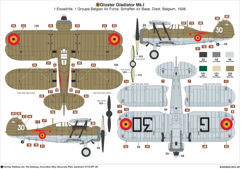 New Airfix Gloster Gladiator A02052A Belgian Air Force Comet Squadron on the Airfix Workbench blog