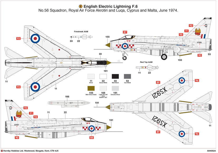 Airfix English Electric Lightning F.6 XS921 56 Squadron 'Firebirds' A04052A on Airfix Workbench blog