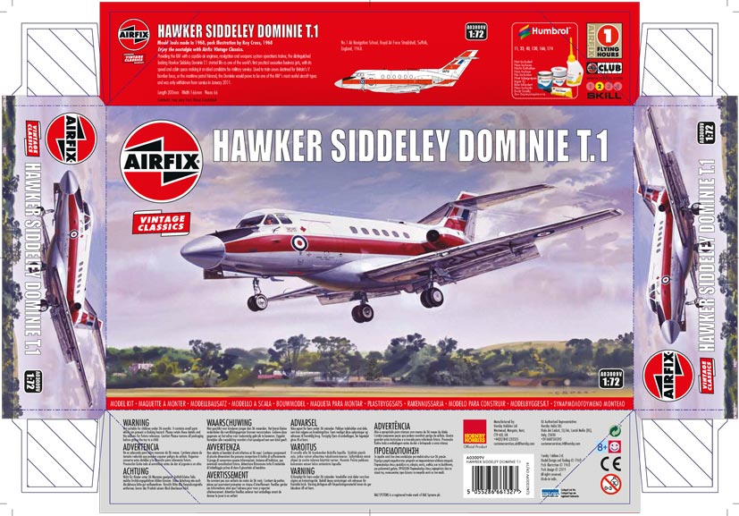 Airfix Vintage Classics Roy Cross artwork graces the box of this Hawker Siddeley Dominie T.1 kit release on the Airfix Workbench blog