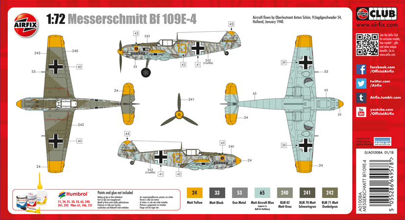 New Messerschmitt Bf 109E Yellow 13 A01008A on the Airfix Workbench blog