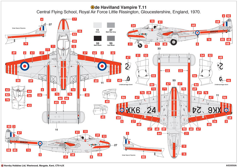 Airfix de Havilland Vampire T.11 kit A0258A on Airfix Workbench blog
