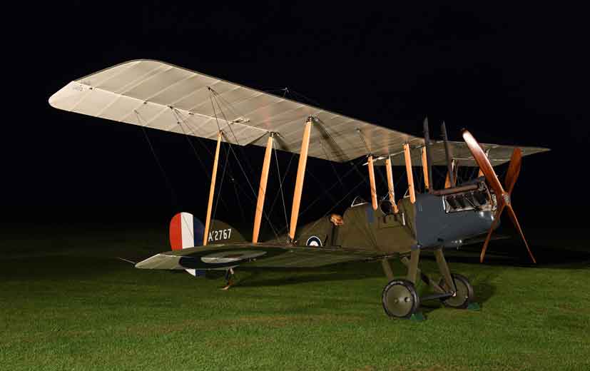 The night shoot. First, the majestic Royal Aircraft Factory BE2e